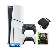 PlayStation 5 Slim Disc 3TB SSD Edition Call of Duty Modern Warfare II Bundle with Two Controllers White and Gray Camouflage DualSense, Hard Shell Protective Controller Case - PS5 Gaming Console