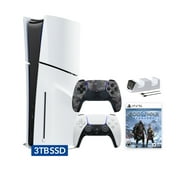 PlayStation 5 Slim Disc 3TB SSD Edition God of War Ragnarok Bundle with Two Controllers White and Gray Camouflage DualSense and Mytrix Dual Controller Charger - PS5 Gaming Console