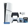 thumbnail image 1 of PlayStation 5 Slim Disc 3TB SSD Fortnite Cobalt Star Bundle God of War Bundle with Two Controllers, White and Midnight Black DualSense and Mytrix Dual Controller Charger - PS5 Slim Disc Edition, 1 of 9