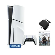 PlayStation 5 Slim Disc Edition Bundle with Assassins Creed Valhalla and Controller Case - PS5, White