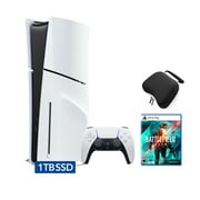 PlayStation 5 Slim Disc Edition Bundle with Battlefield 2042 and Controller Case - PS5, White