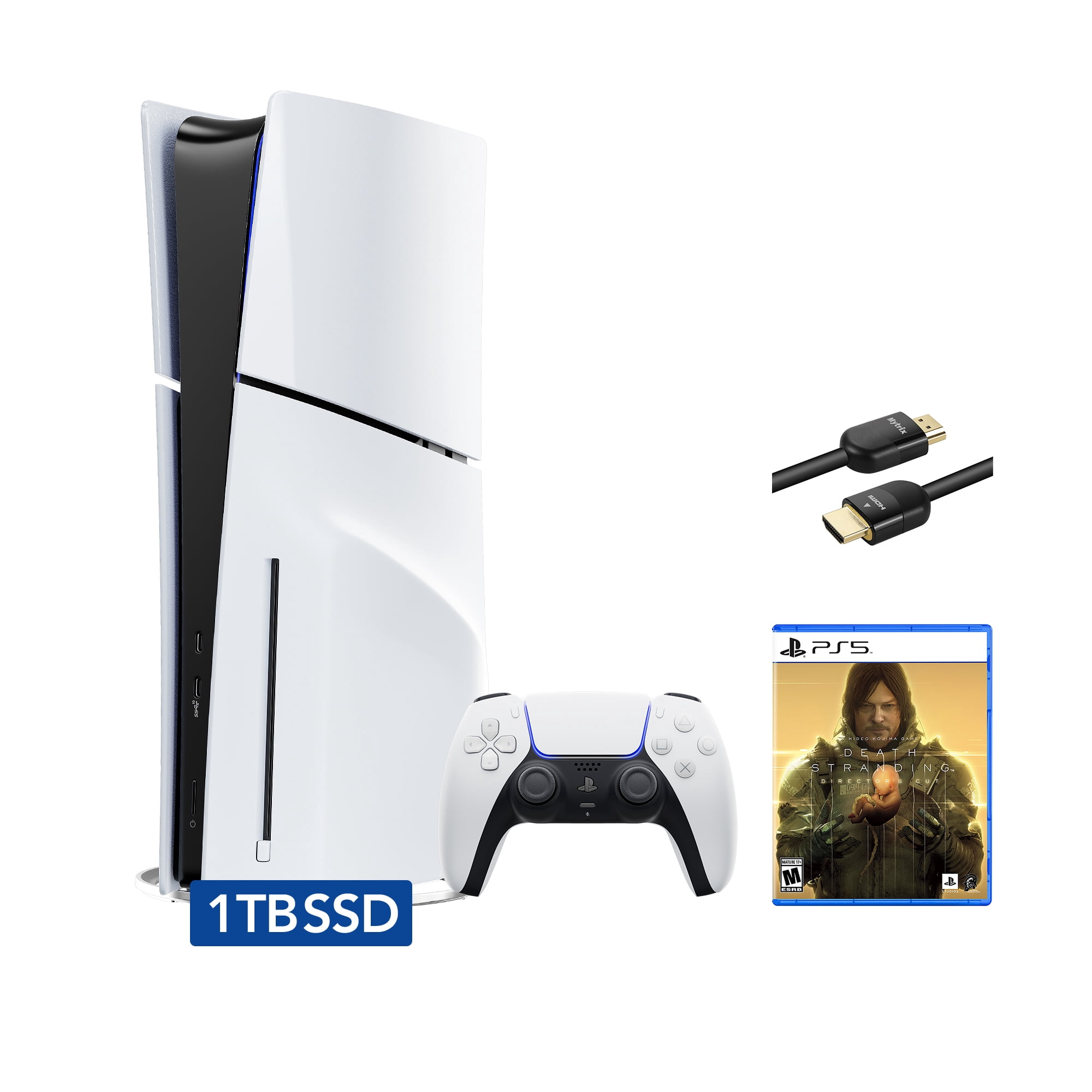 PlayStation 5 Slim Disc Edition Bundle with Death Stranding Director’s Cut and Mytrix 8K HDMI2.1 Cable - PS5, White