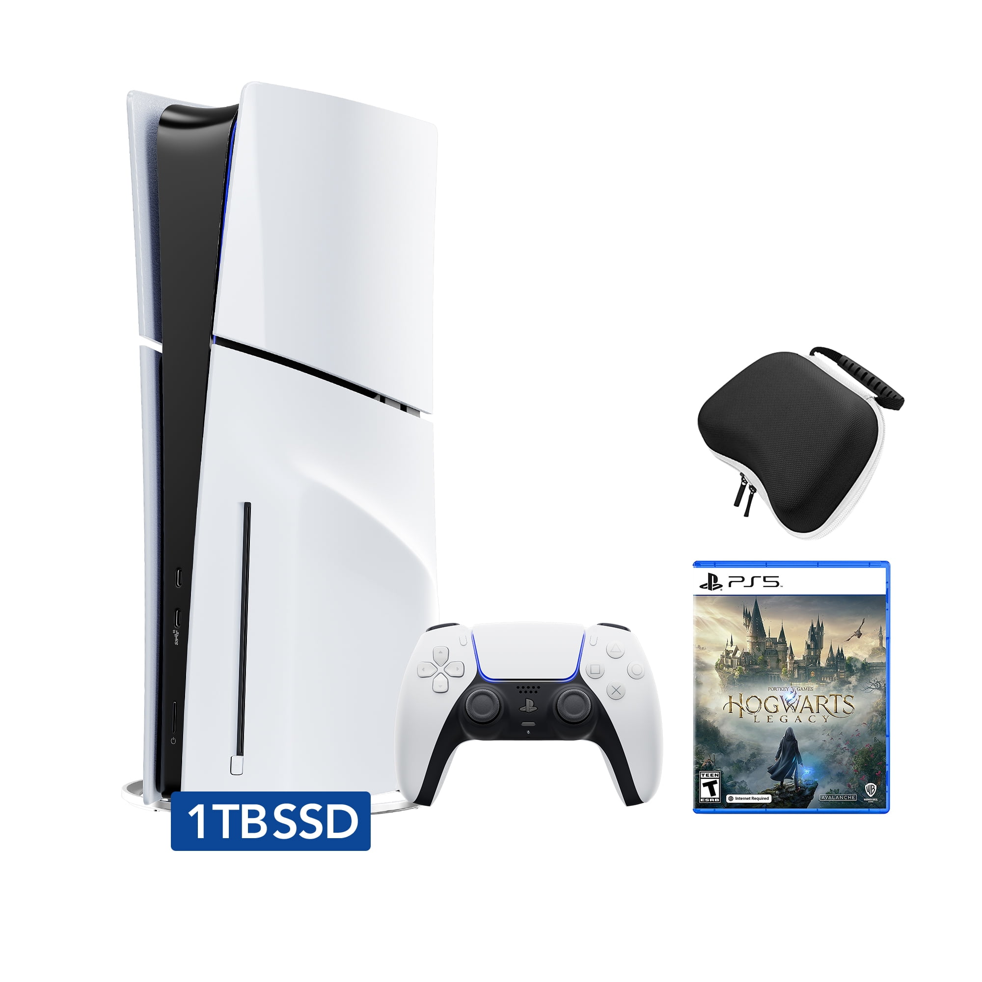PlayStation 5 Slim Disc Edition Bundle with Hogwarts Legacy and Controller Case - PS5, White