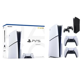 PlayStation 5 Slim Disc Version PS5 Gaming Console, AMD Ryzen Zen 8 Cores CPU 1TB PCIe Gen 4 NVNe SSD with 2 Wireless Controller, Customized Full Body Skins - Phantom Black - PS5 Disc Slim
