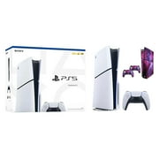 PlayStation 5 Slim Disc Version PS5 Gaming Console, AMD Ryzen Zen 8 Cores CPU 1TB PCIe Gen 4 NVNe SSD with Wireless Controller, Customized Full Body Skins -Cosmic Galaxy - PS5 Disc Slim
