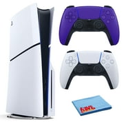 PlayStation 5 Slim, PS5 Console, Built-in 1TB SSD Storage Bundle with Extra Sony PS-5 DualSense Wireless Play Station Controller - Galactic Purple and Accessories