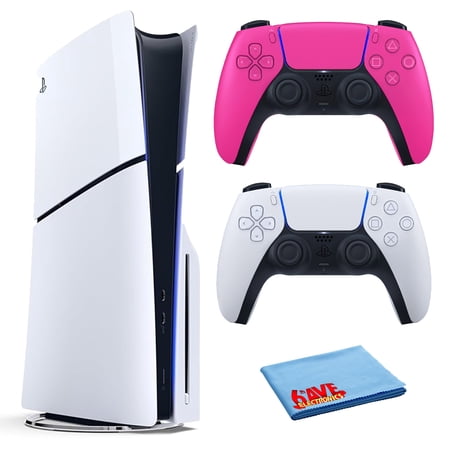 PlayStation 5 Slim, PS5 Console, Built-in 1TB SSD Storage Bundle with Extra Sony PS-5 DualSense Wireless Play Station Controller - Nova Pink and Accessories