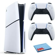 PlayStation 5 Slim, PS5 Console, Built-in 1TB SSD Storage Bundle with Extra Sony PS-5 DualSense Wireless Play Station Controller - White and Accessories