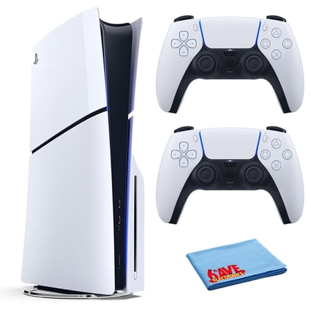 PlayStation 5 Slim, PS5 Console, Built-in 1TB SSD Storage Bundle with Extra Sony PS-5 DualSense Wireless Play Station Controller - White and Accessories