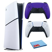 PlayStation 5 Slim, PS5 Console Digital Edition for Video Game, Built-in 1TB SSD Storage Bundle with Extra Sony PS-5 DualSense Wireless Play Station Controller - Galactic Purple and Accessories