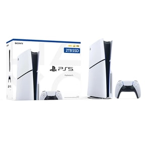 PlayStation 5 Slim Upgraded 2TB PCIe Gen 4 NVNe SSD Gaming Console Disc Drive Version AMD Ryzen Zen 8 Core CPU with Wireless Controller - Original White - PS5 Disc Slim