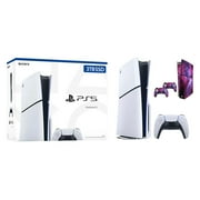 PlayStation 5 Slim Upgraded 3TB PCIe Gen 4 NVNe SSD Gaming Console Disc Drive Version AMD Ryzen Zen 8 Core CPU with Wireless Controller, Customized Full Body Skins -Cosmic Galaxy - PS5 Disc Slim