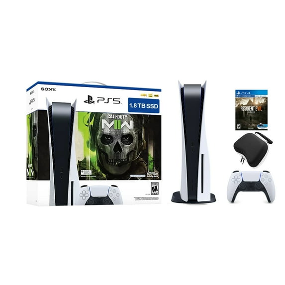 PlayStation 5 Upgraded 1.8TB Disc Edition Call of Duty Modern Warfare II Bundle with Resident Evil 7 and Mytrix Controller Case