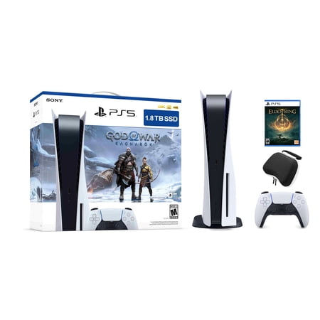 PlayStation 5 Upgraded 1.8TB Disc Edition God of War Ragnarok Bundle with Elden Ring and Mytrix Controller Case