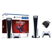 PlayStation 5 Upgraded 2.8TB Disc Edition Marvel Spider-Man 2 Bundle and Mytrix Controller Case - White, PS5 Gaming Console