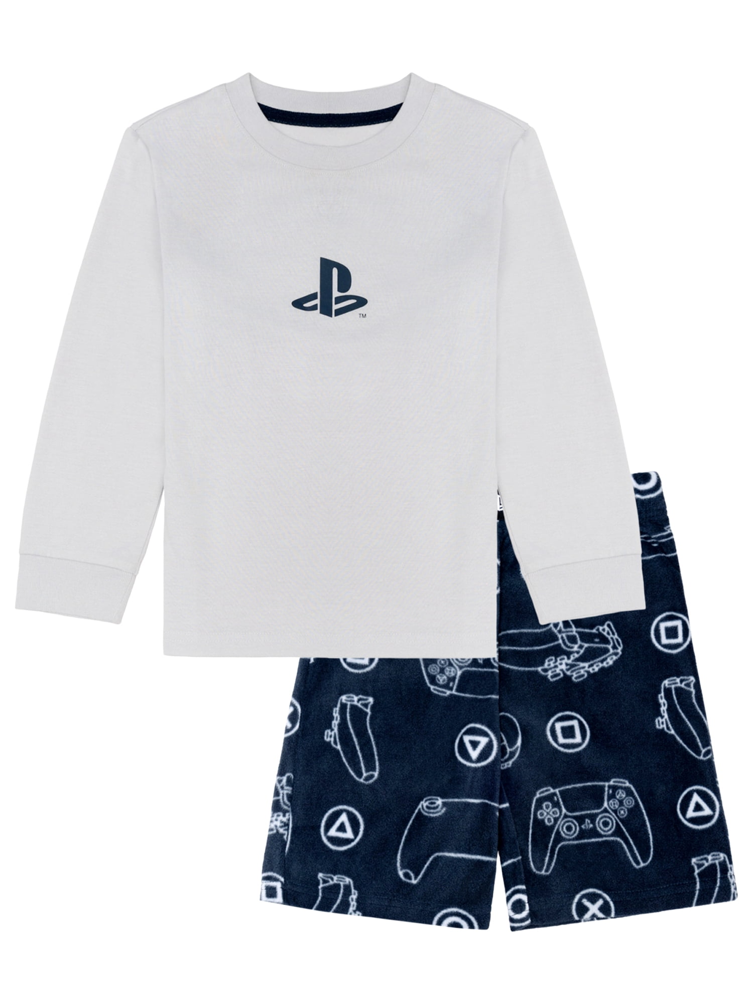 PlayStation Boys Tween Long Sleeve Top and Short Pajama Set, 2-Piece, Sizes 4-12