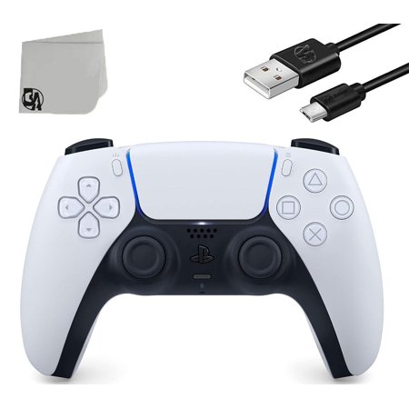 PlayStation DualSense Wireless Controller Bundle - White - With Charging Cable Like New with BOLT AXTION