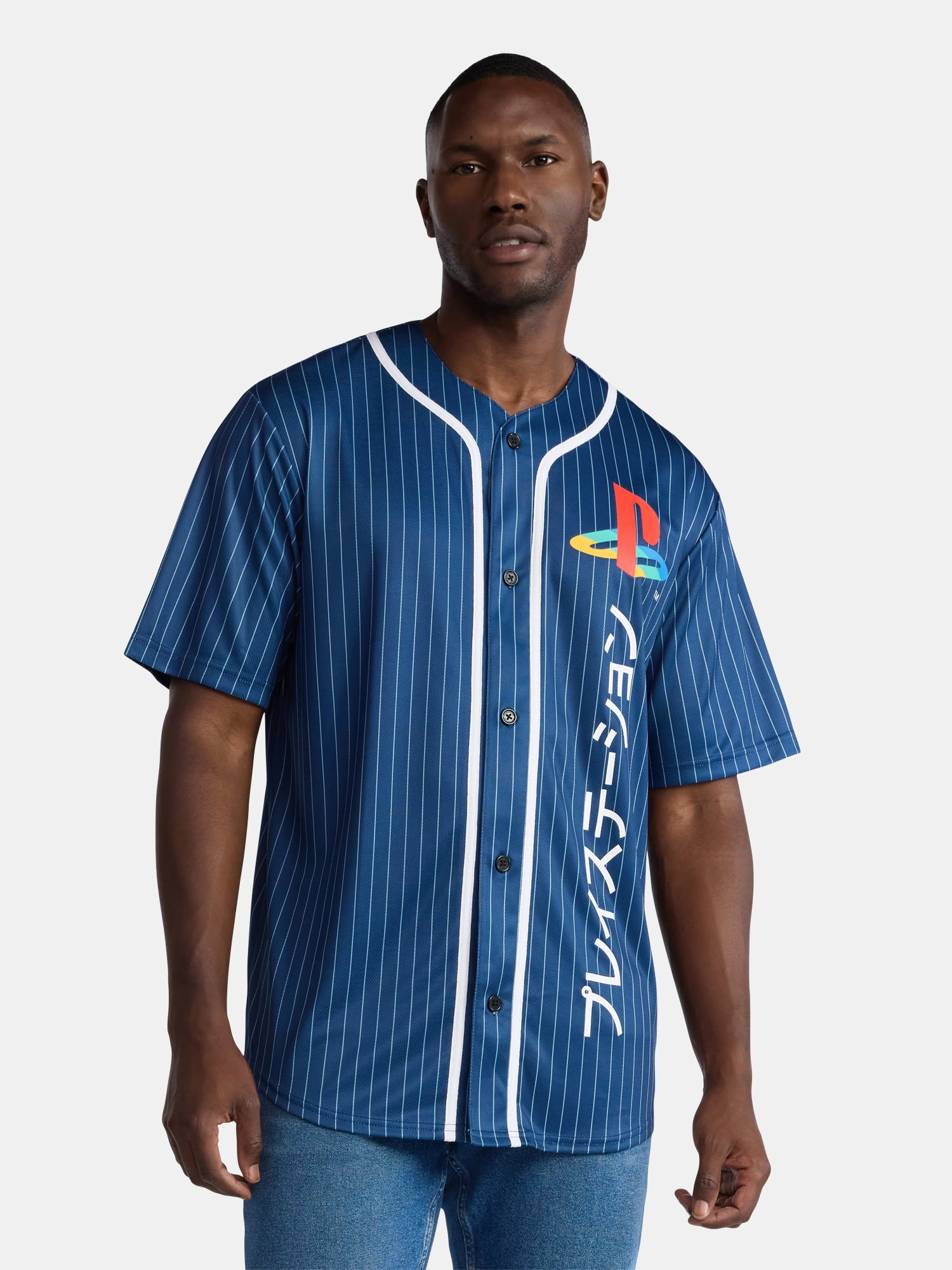 PlayStation, Men's & Big Men's Graphic Jersey, Vertical Kanji Logo