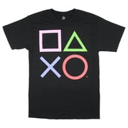 PlayStation Mens Controller Button Icons Logo Graphic T-Shirt, Large