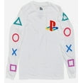 thumbnail image 1 of PlayStation Men's Remote Control Console Button Symbols Long Sleeve Tee T-Shirt (Small, White), 1 of 1