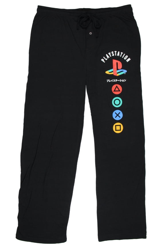 PlayStation Mens' Controller Button Icons Logo Lounge Sleep Pajama Pants, S