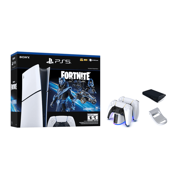 PlayStation _PS5 Console – Fortnite Cobalt Star Bundle (Digital Edition) + Controller Charging + Game Console Dust Cover + Headphone Hook