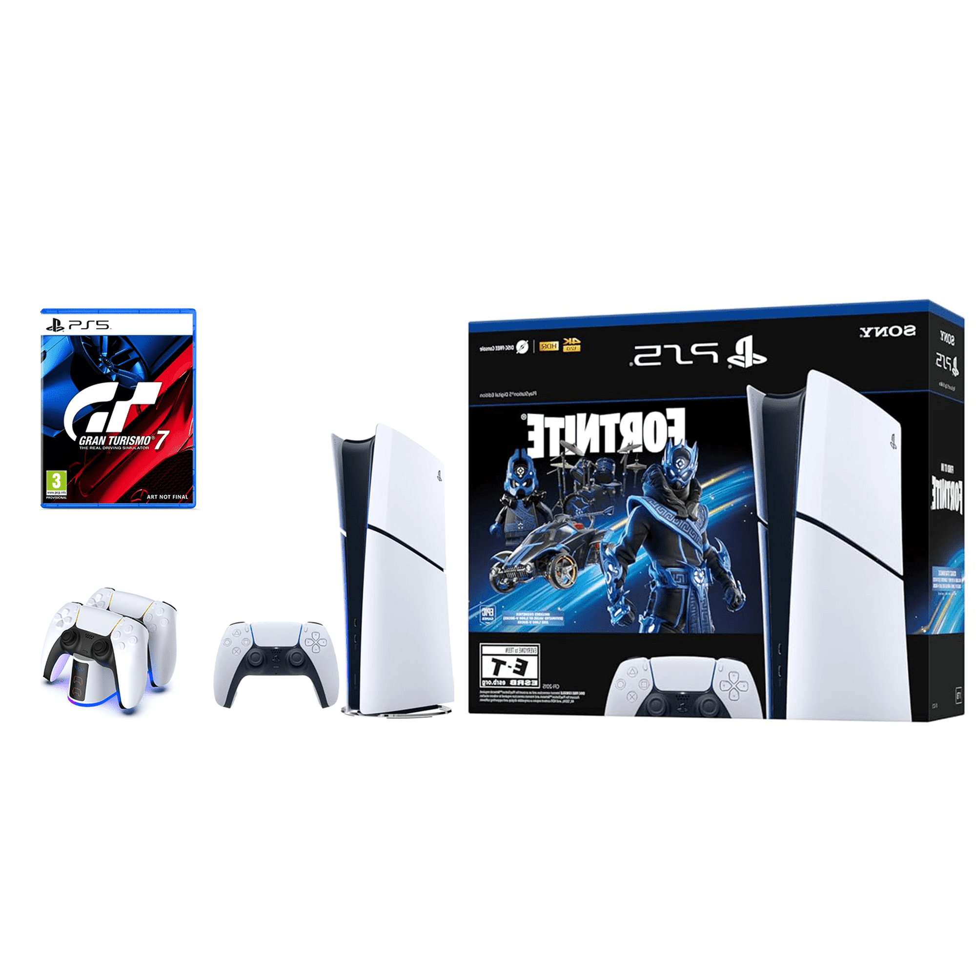 PlayStation _PS5 Console - Fortnite Cobalt Star Digital Edition Bundle with Gran Turismo 7