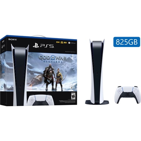 PlayStation_PS5 Video Game Console (Digital Edition) - God of War Ragnarök Bundle - 825GB PCIe Gen 4 NVNe SSD Gaming Console