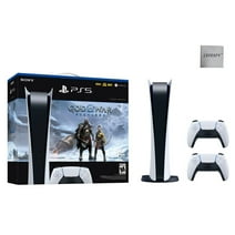 PlayStation_PS5 Video Game Console (Digital Edition) – God of War Ragnarök Bundle –with Extra White Dualsense Controller, Cefesfy