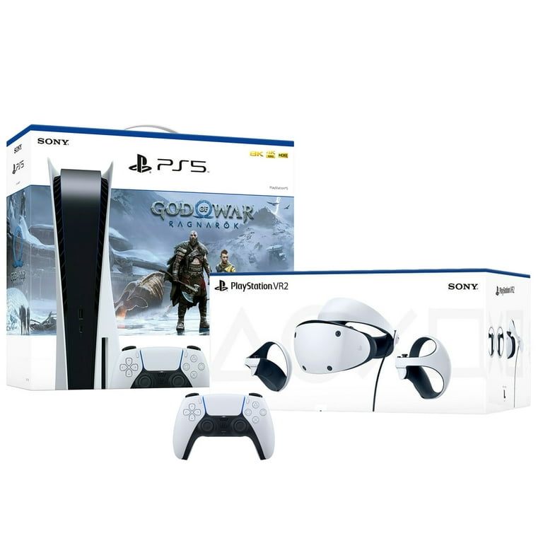 PlayStation VR2 and PlayStation_PS5 Video Game Console (Disc Edition) God  of War Ragnark Bundlewith Extra White Dualsense Controller