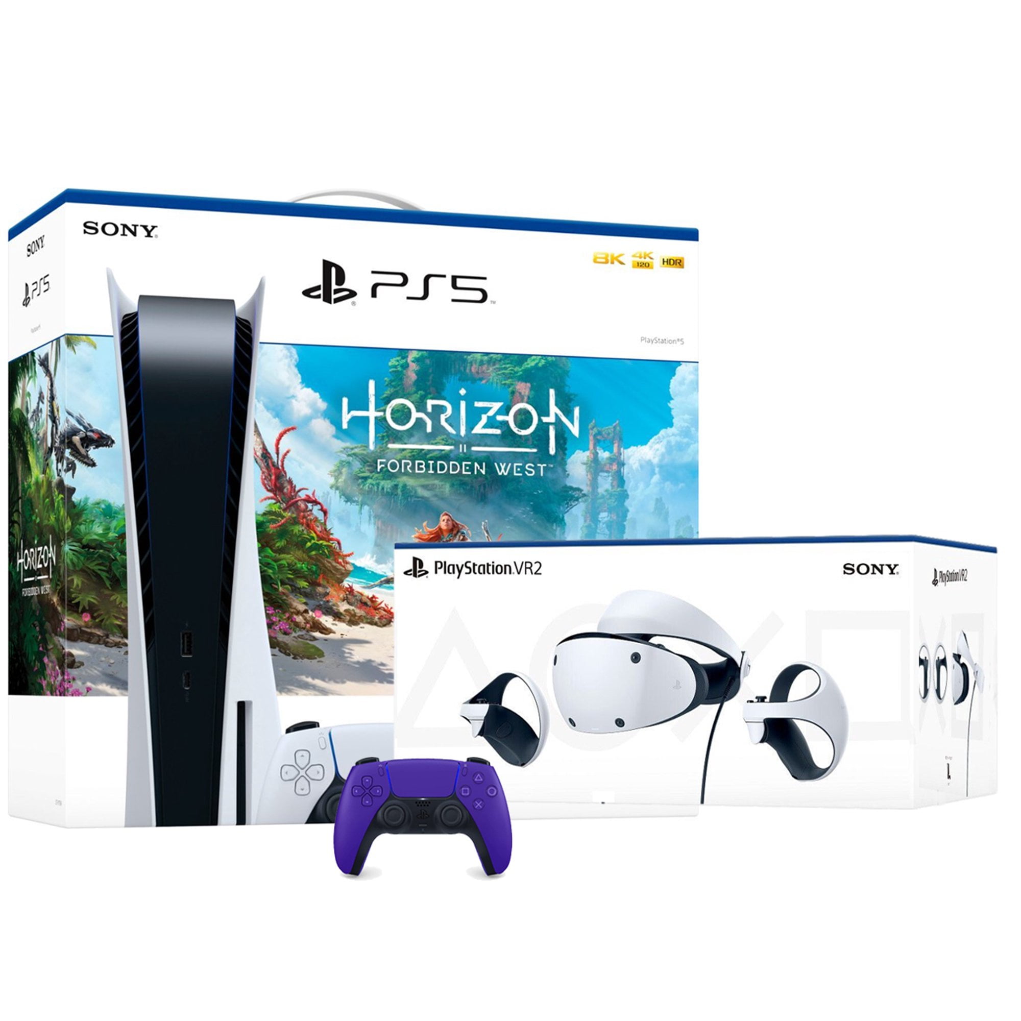 PlayStation VR2 and PlayStation_PS5 Video Game Console (Disc Edition) –  Horizon Forbidden West Bundle–with Extra Galactic Purple Dualsense  Controller