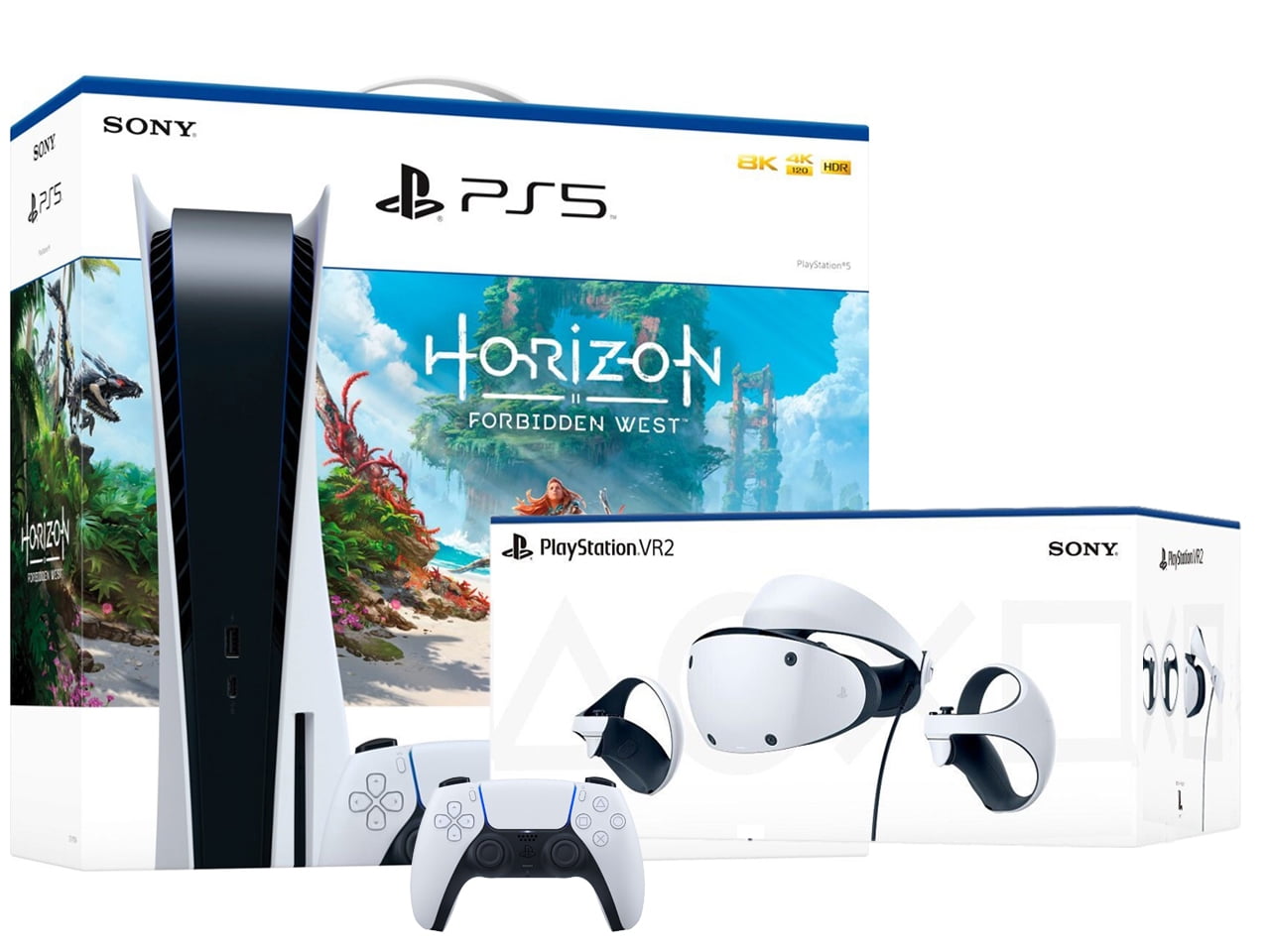 PlayStation VR2 and PlayStation_PS5 Video Game Console (Disc Edition)  Horizon Forbidden West Bundlewith Extra White Dualsense Controller 