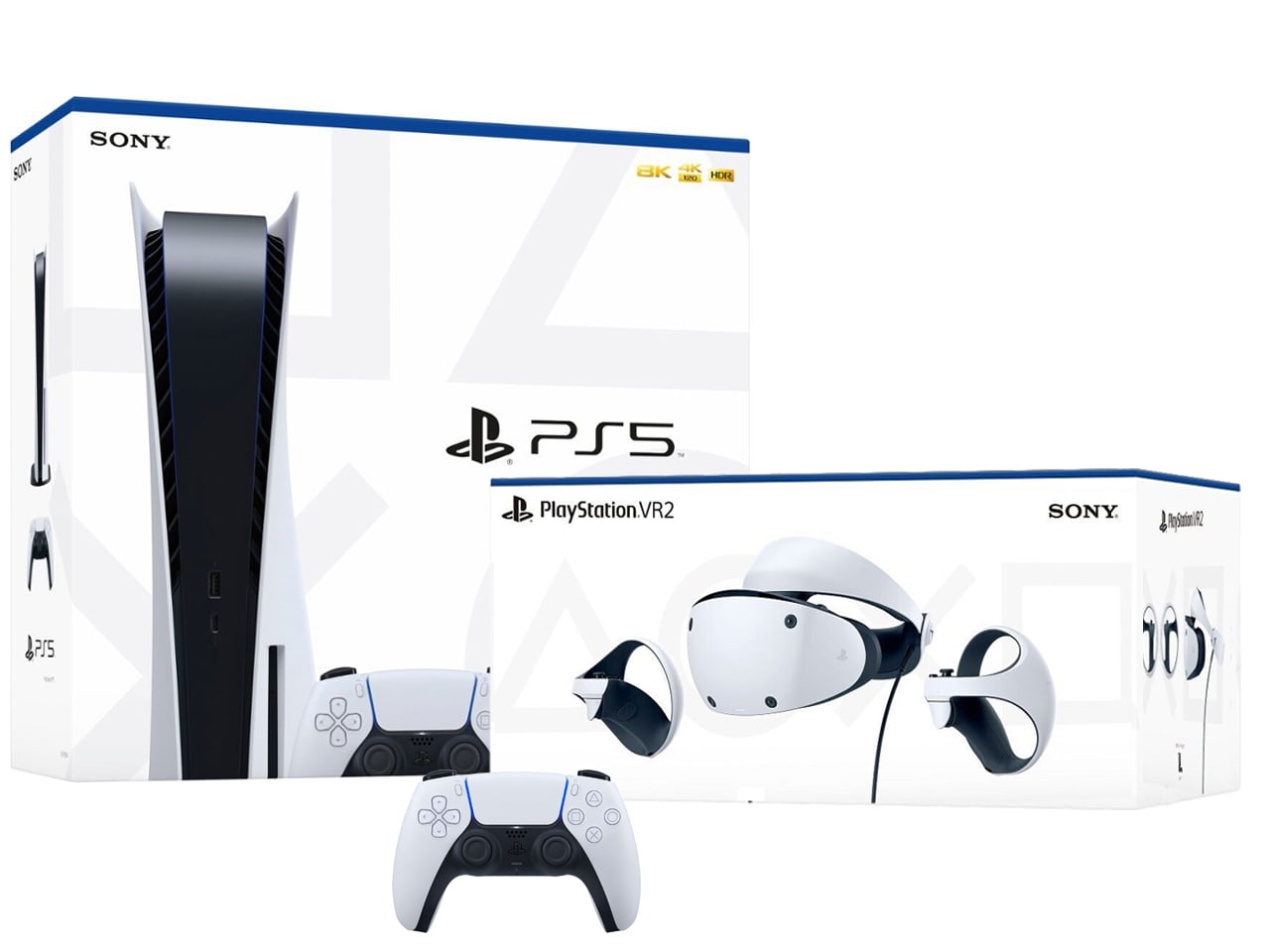 PlayStation VR2 and PlayStation_PS5 Video Game Console (Disc Version)  Combo–with Extra White Dualsense Controller