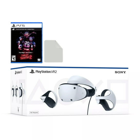 PlayStation VR2 bundle with Five Nights at Freddy's Help Wanted 2 Game Disc, Microfiber Cleaning Cloth - PlayStation 5 PSVR2 - White