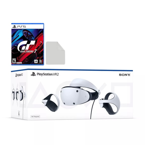 PlayStation VR2 bundle with Gran Turismo 7 Game Disc, Microfiber Cleaning Cloth - PlayStation 5 PSVR2 - White