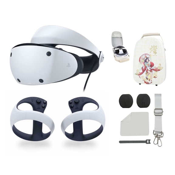 PlayStation VR2 bundle with Touro Carrying Case, includes Shoulder Strap, Lens Cover and Microfiber Cleaning Cloth - White - PSVR2