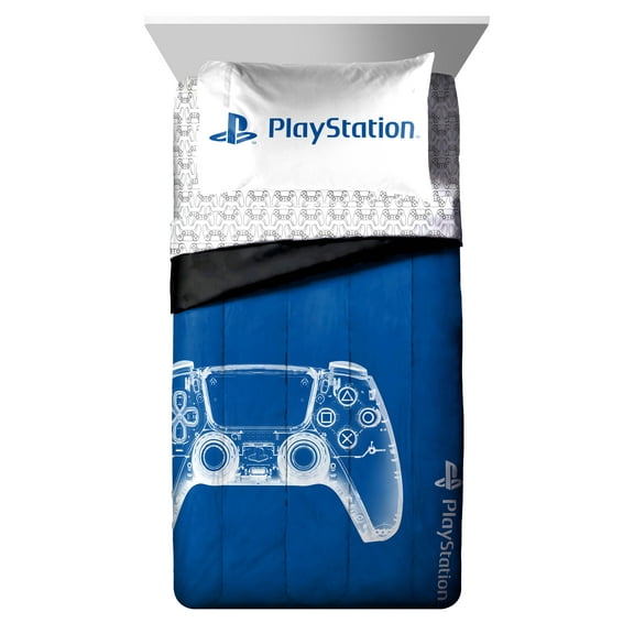 PlayStation X-Ray Kids Twin Bed-in-a-Bag Set, 86 x 54, Microfiber, Blue, Sony