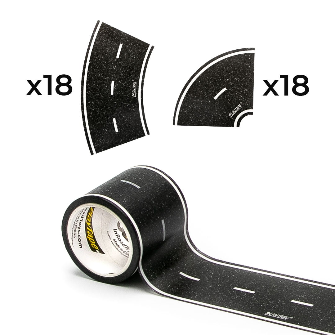 PlayTape Black Road - Road Car Tape Great for Kids, Sticker Roll