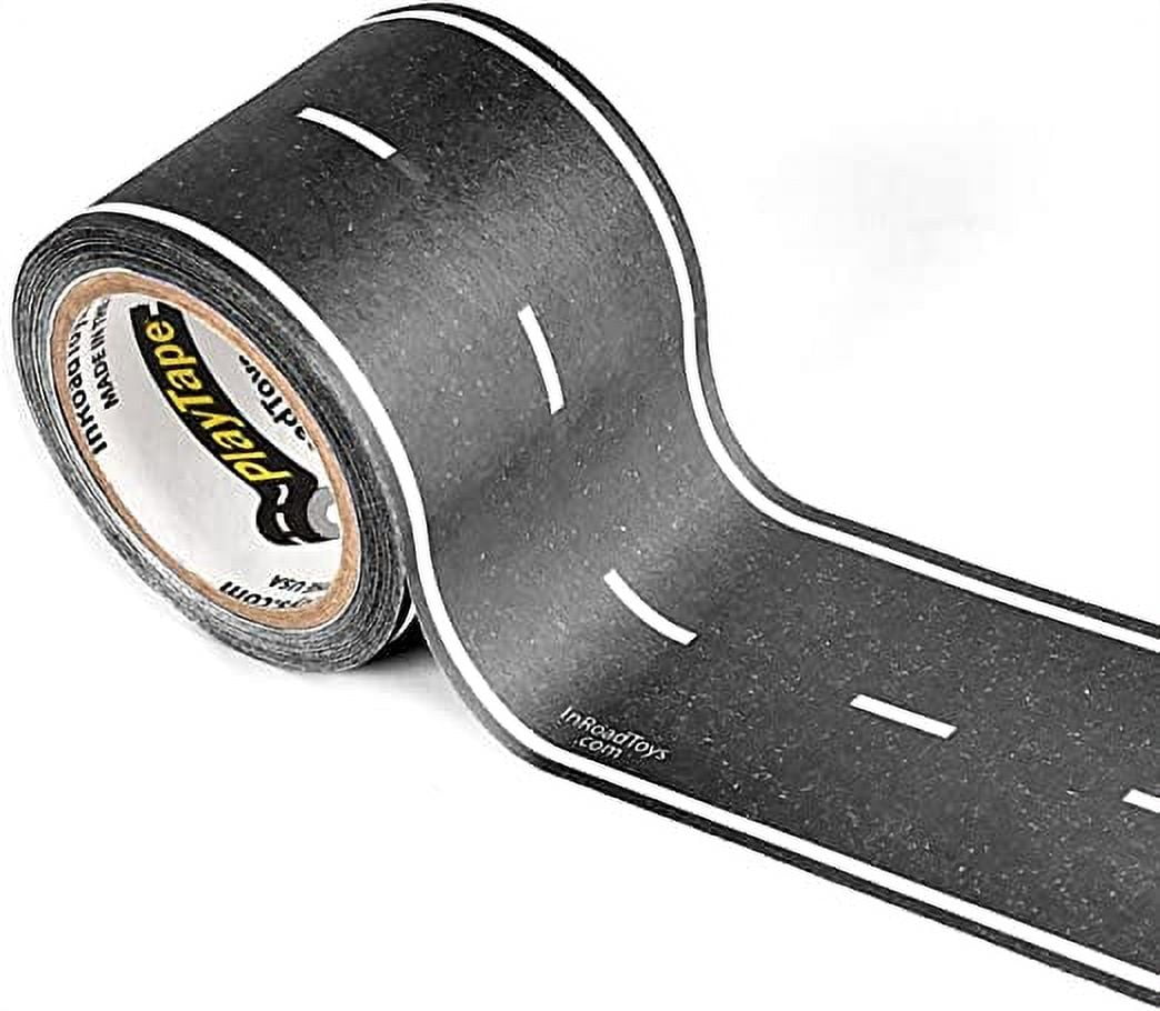 InRoad Toys PlayTape 30 Feet by 2 Inches Black Road Tape _ 36 Curve  Stickers _ 2 Inch Street Curves _ Tape Toy Car Track for Kids _
