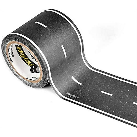 PlayTape Black Road Tape for Kids' Toy Cars and Vehicles, 30 ft x 2 in, 1 Roll