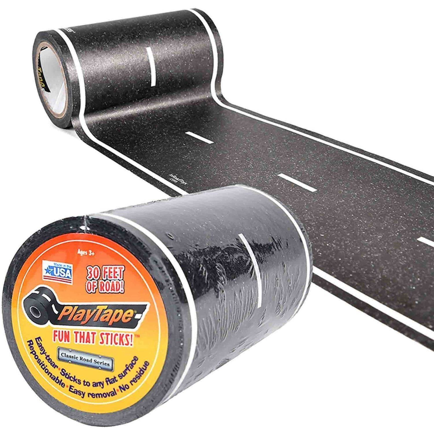 InRoad Toys PlayTape Road Tape for Toy Cars - Sticks to Flat Surfaces, No  Residue; 30 ft. x 4 in. Black Road