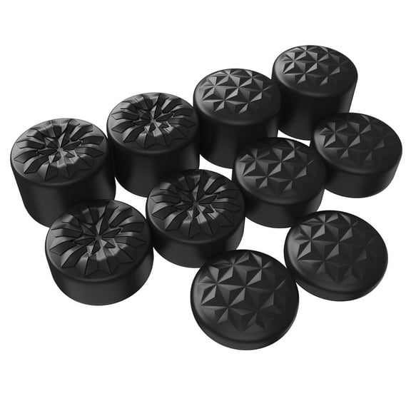 PlayVital 10 Pcs Grips for Nintendo Switch Lite, Quantum Universal Pro Thumb Grip Caps for Xbox Series X/S, Xbox One/Elite Series 2, Switch Pro - w/ 3 Height Convex and Concave - Black