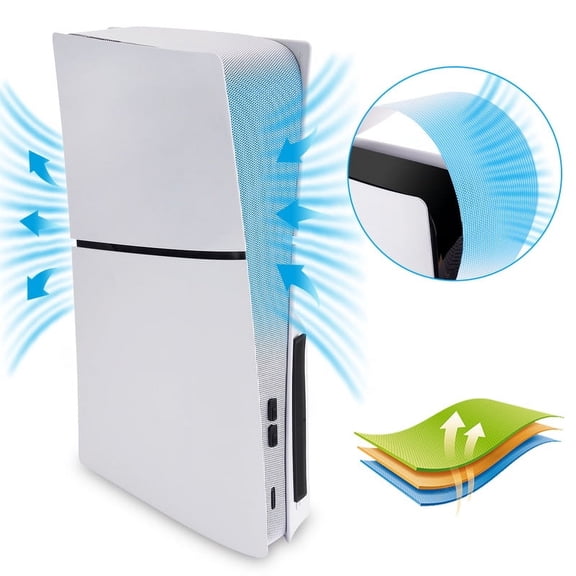 PlayVital 12 in-1 Dust Cover Kit for ps5 Slim Console Disc & Digital - Anti-Dust Cover Net & Silicone Plugs for ps5 Slim - Premium Dust Filter, Essential for ps5 Slim Accessories - White