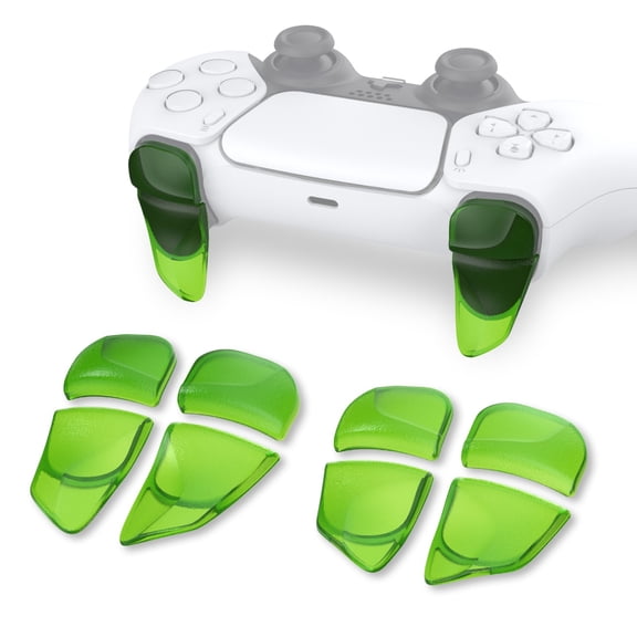PlayVital 2 Pair Shoulder Buttons Extension Triggers for PS5 Controller, Game Improvement Adjusters Bumper Trigger Extenders for PS5 Controller - Clear Green