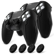 PlayVital 2 Set Silicone Case for ps5 Controller - Anti-Slip Premium Silicone Material|Futuristic CyberMech Design|Compatible with ps5 Official Charging Dock - Black