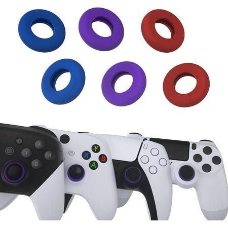 PlayVital 3 Pairs Silicone BuffeRings Aim Assist Target Motion Control Precision Rings for PS5, for PS4, for Xbox Series X/S, Xbox One, Xbox 360, for Switch Pro, for Steam Deck - 3 Different Strengths