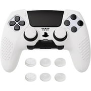 PlayVital 3D Studded Edition Anti-Slip Silicone Cover Case for ps5 Edge Controller, Soft Rubber Protector Skin for ps5 Edge Wireless Controller with 6 Thumb Grip Caps - White