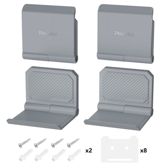 PlayVital 4 Set FOLD Controller Wall Mount for ps5/4, Gaming Headset Stand,Stand for Xbox Series X/S, Switch Pro, Wall Holder for Xbox Wireless Headset, for Pulse 3D Headset - New Hope Gray