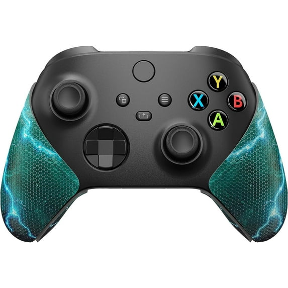 PlayVital Anti-Skid Sweat-Absorbent Controller Grip for Xbox Core Wireless Controller, Professional Textured Soft Rubber Pads Handle Grips for Xbox Series X/S Controller - Green Storm Thunder