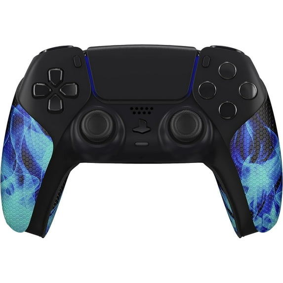 PlayVital Anti-Skid Sweat-Absorbent Controller Grip for ps5 Controller, Professional Textured Soft Rubber Pads Handle Grips for ps5 Controller - Blue Flame